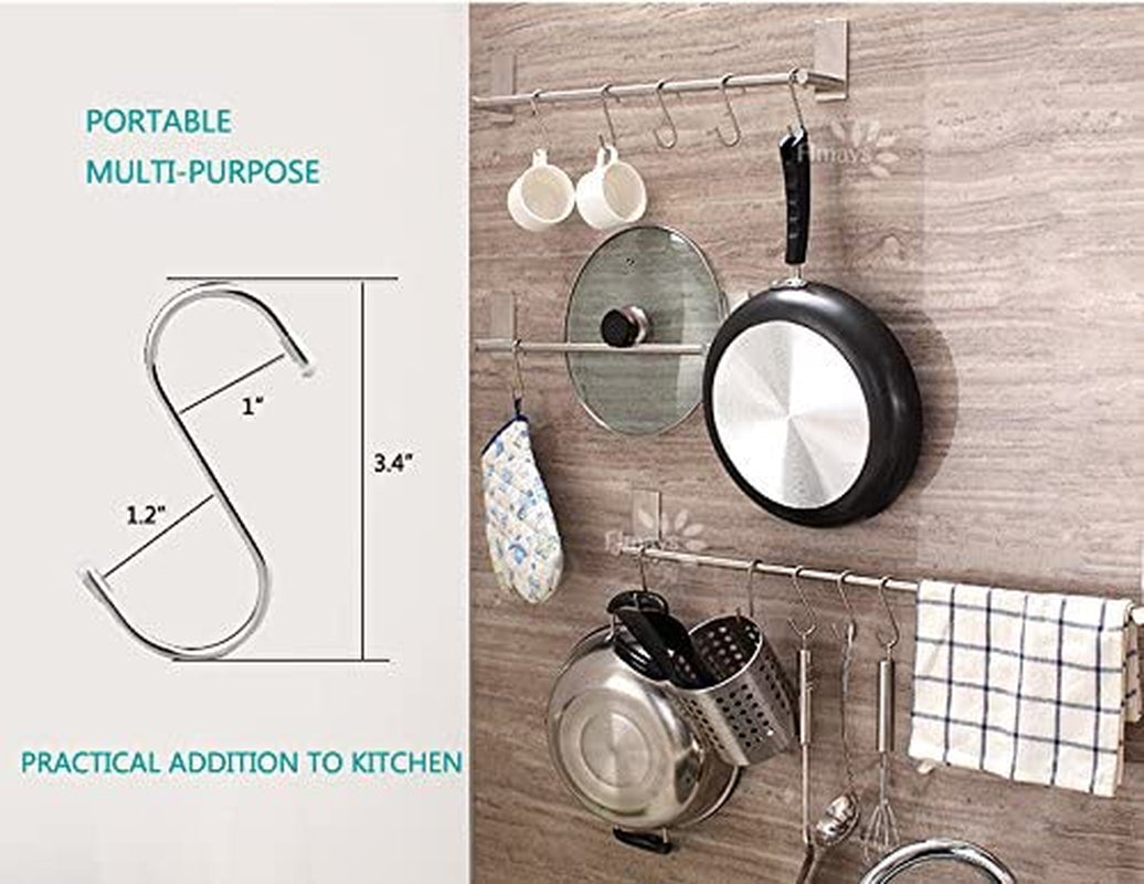 20 Pack S Shaped Hooks Stainless Steel Metal Hangers Hanging Hooks for Kitchen, Work Shop, Bathroom, Garden