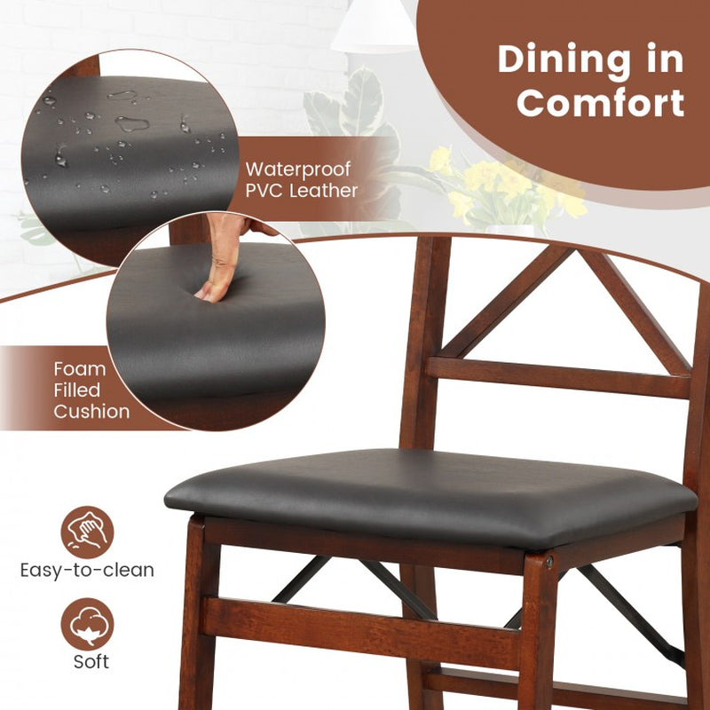 Set of Two Heavy-Duty Folding Dining Chairs with Padded Seats and 400 lbs Weight Capacity