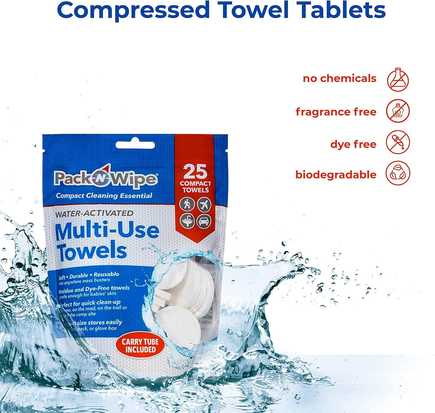 Disposable Compressed Towel Tablets - Absorbent, Durable & Reusable - Cleaning Cloths, Camping Towels, Soft, Eco-Friendly