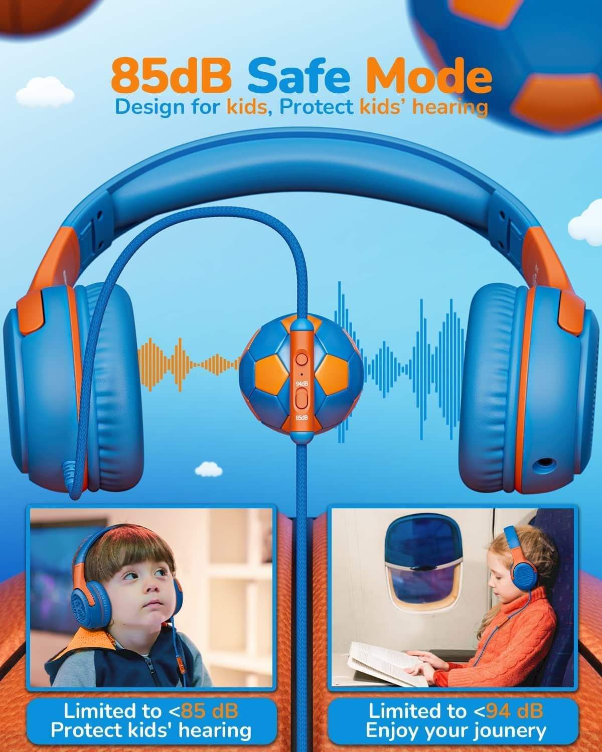 Kids Headphones with Cord - Comfortable and Durable Design for School and Work, Perfect Gift for Children