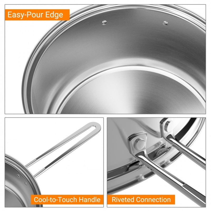 12-Piece Cookware Set with Tempered Glass Lids and Ergonomic Handles