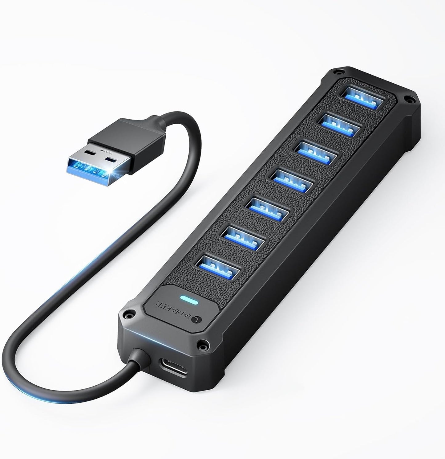 7-Port USB 3.0 Hub - High-Speed 5Gbps Data Adapter for Laptops, PCs, Printers, and More