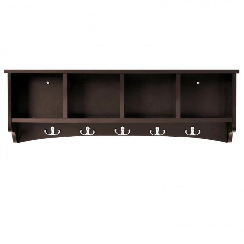 Wall-Mounted Entryway Shelf and Coat Rack Storage Solution