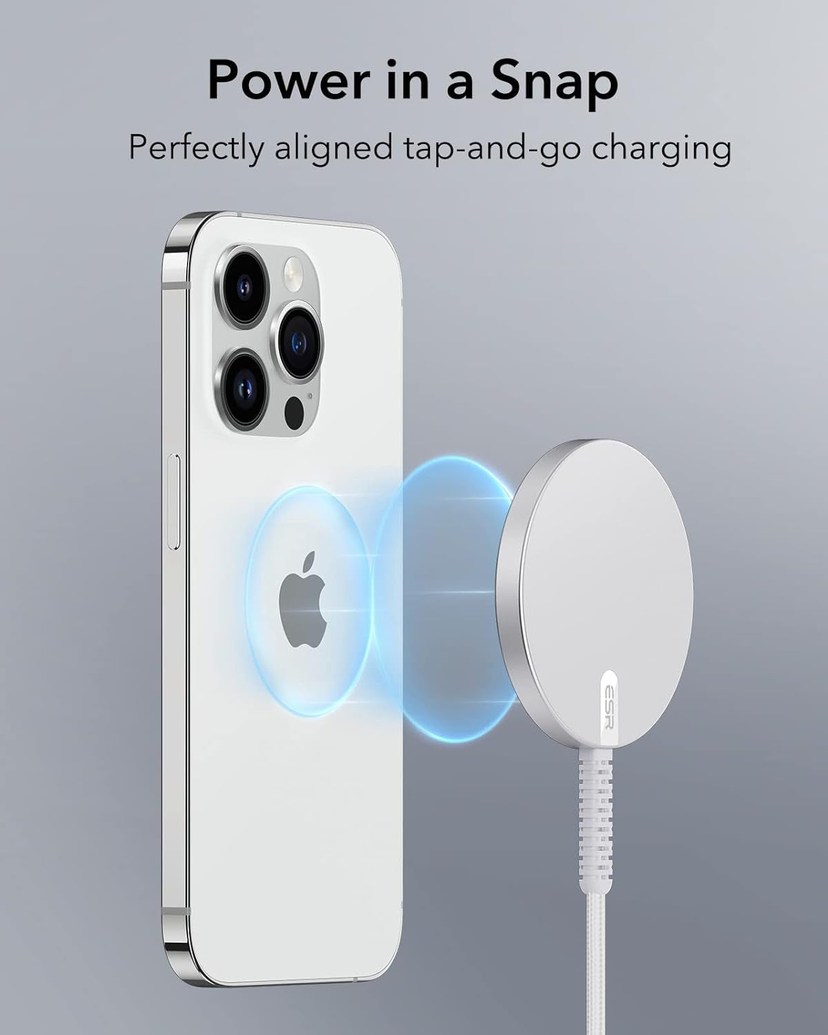 Wireless Charger for MagSafe (Halolock) for iPhones - Featuring Strong Magnetic Lock, Silver