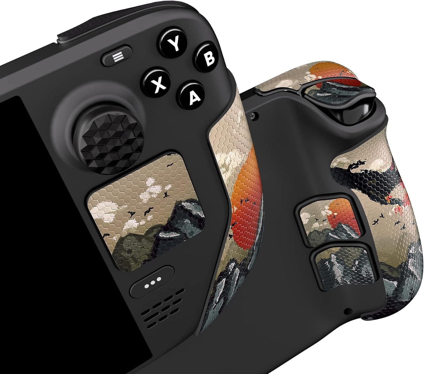 Textured Soft Rubber Handle Grips for Steam Deck LCD & OLED - Honeycomb Black Trackpad Skin Enhancement