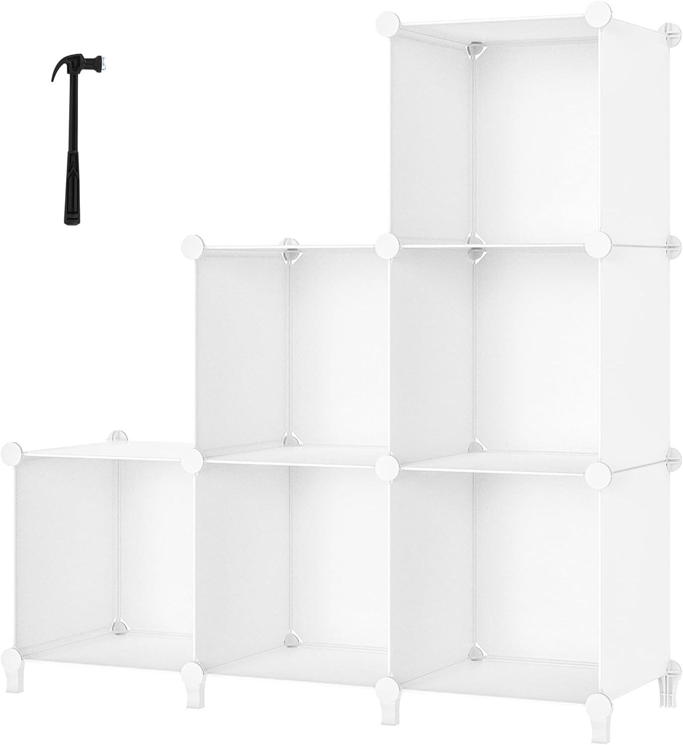 6-Cube Closet Organizer and Storage Shelf with Metal Hammer, Versatile Cabinet for Bedroom, Kitchen, and Closet, Black