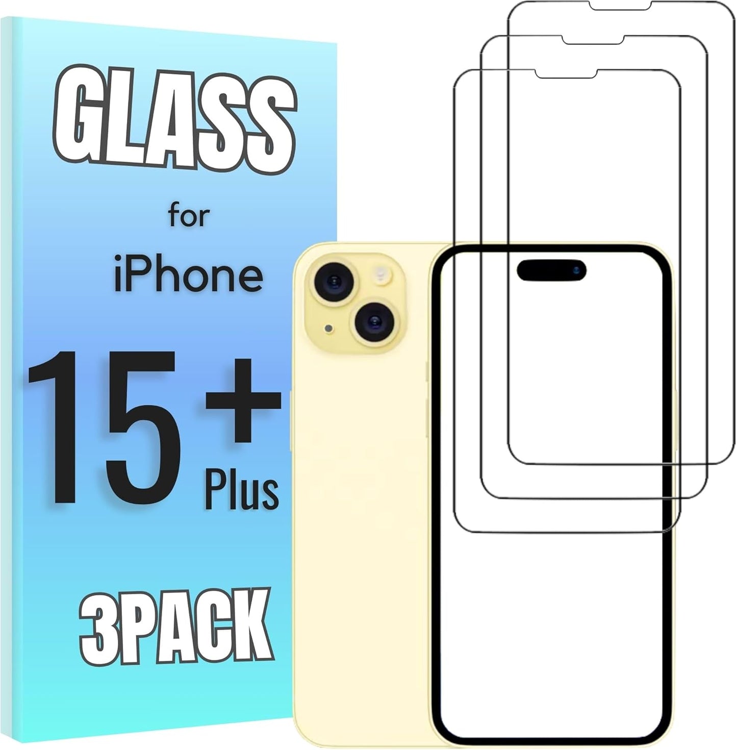 3-Pack Tempered Glass Screen Protector for iPhone 15 Pro - High Transparency, 9H Hardness, Ultra Tactile Protection for 6.1" Display