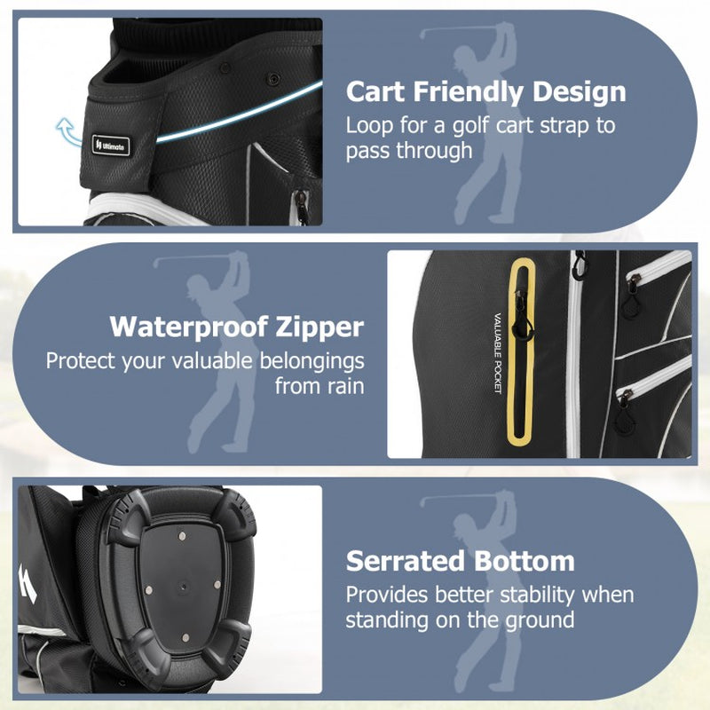 9.5-Inch Lightweight Golf Cart Bag Featuring 15-Way Top Dividers