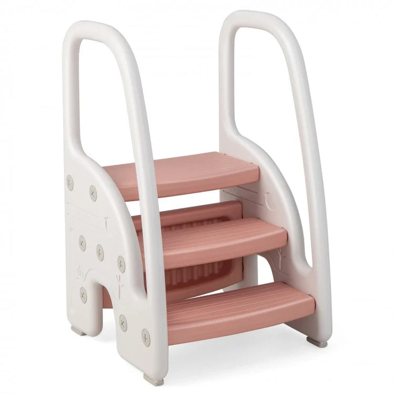 Toddler 3-Step Stool with Safety Handles and Non-Slip Pedals