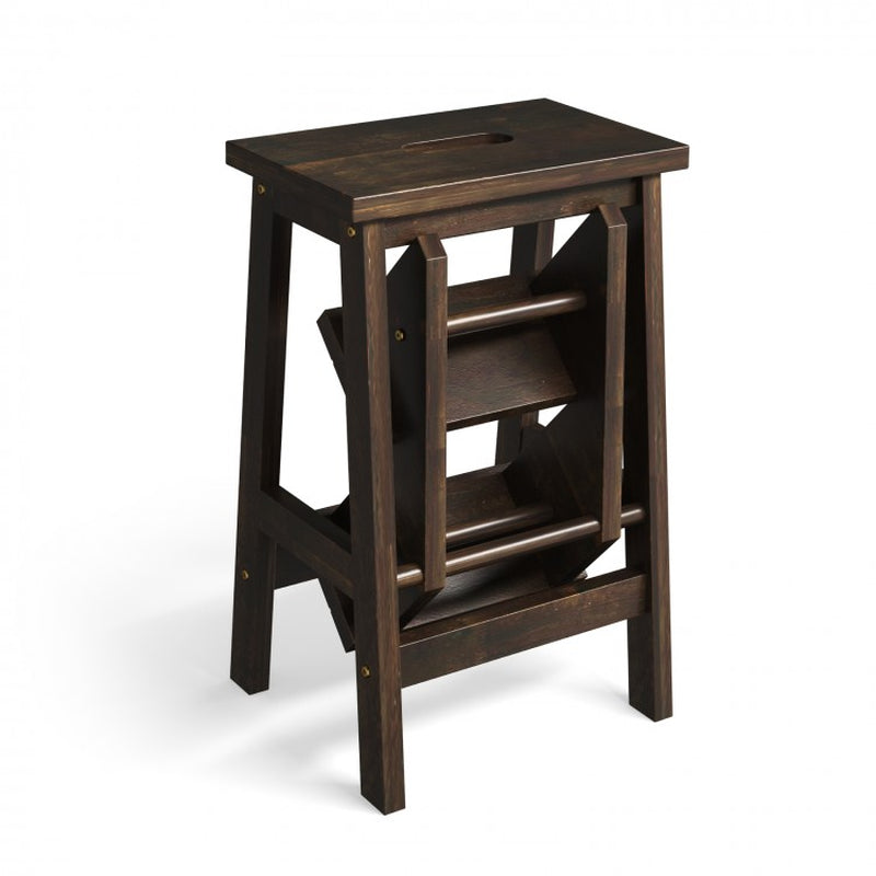Multi-Functional Rubber Wood Step Stool with Ergonomic Handle