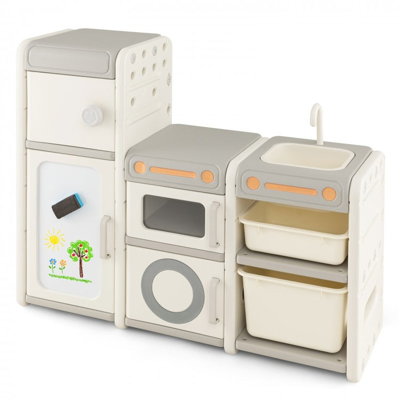 Versatile Toy Storage and Bookshelf with Integrated Magnetic Whiteboard