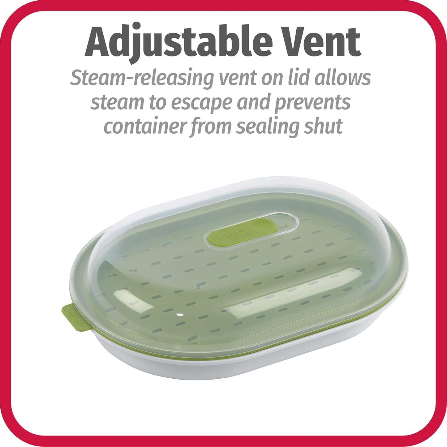 BPA-Free Plastic Microwave Steamer for Vegetables and Fish, Green