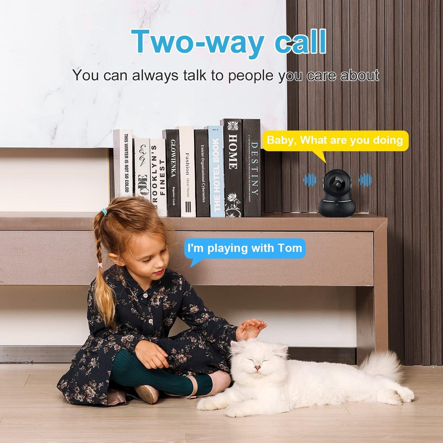 (Set of 2) 2K Indoor Security Camera System - 360° Pet Monitoring with Mobile App, Motion Detection, IR Night Vision, Two-Way Audio, Wireless Baby/Nanny Monitor, Compatible with Alexa