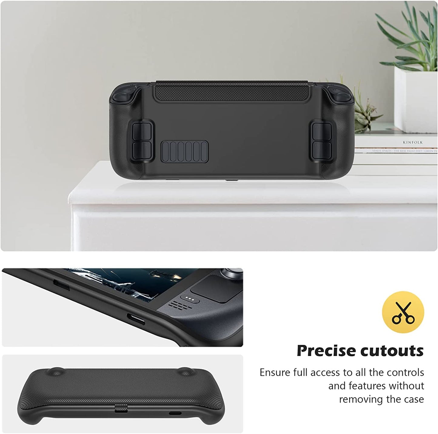 Flip Case for Steam Deck/Steam Deck OLED (2023) - Enhanced Protective Cover with Magnetically Detachable Front Shell - Black