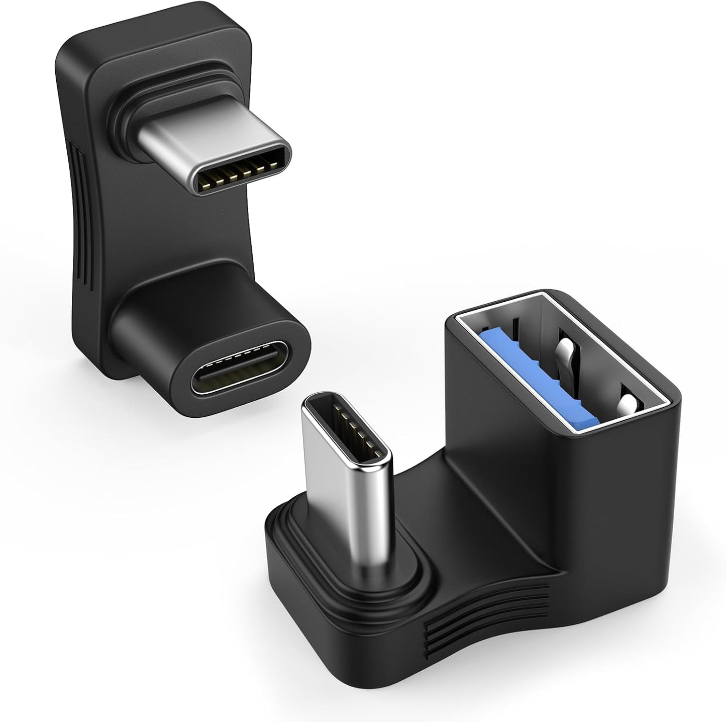 180-Degree USB-C Adapter 2-Pack, U-Shaped Male to Female Connector with PD 100W/10 Gbps, Ideal for Steam Deck, Switch, Laptop, Tablet, and Phone