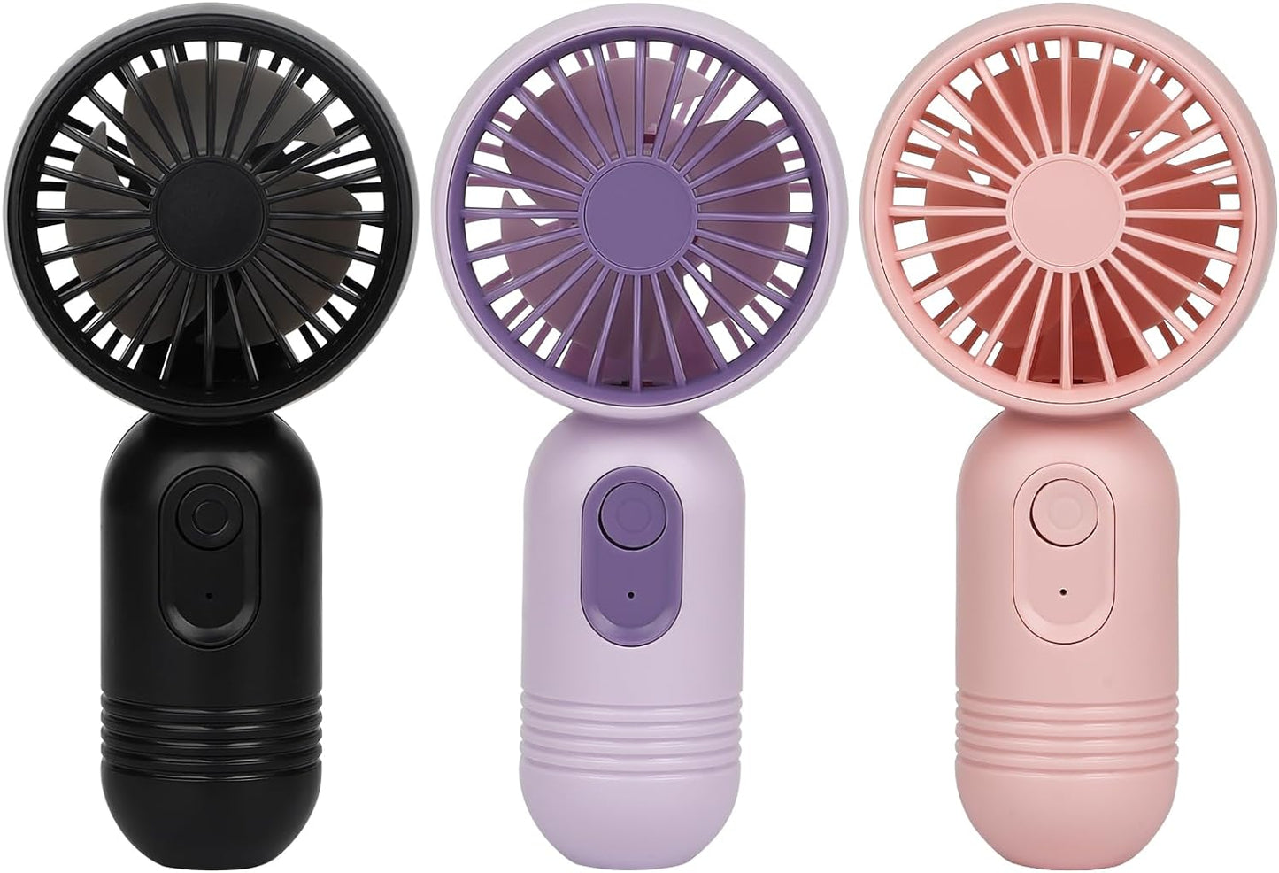 Mini Portable Handheld Fan - 3-Pack USB Rechargeable Personal Fans, Lightweight Battery-Operated Makeup/Pocket Fans with 3 Speed Settings
