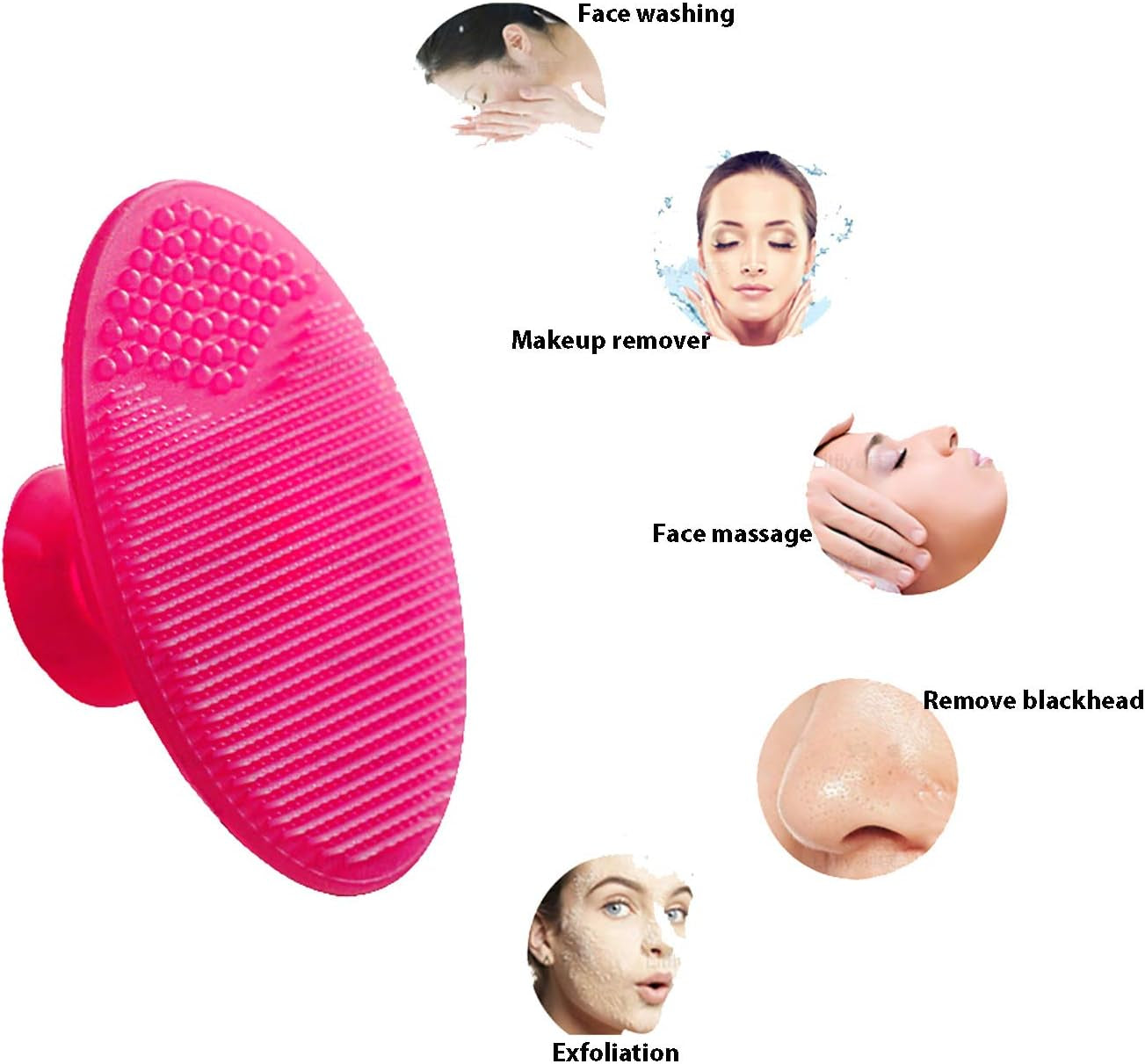 Silicone Facial Cleansing Brush - Soft Exfoliating Scrubber for All Skin Types (Blue & Red)