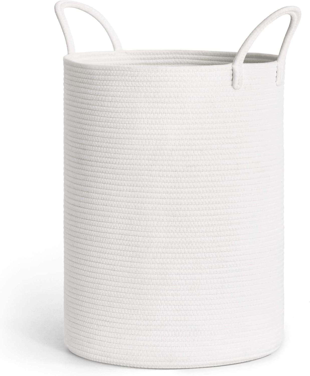 Large Woven Laundry Basket - Tall Rope Hamper for Clothes, Toys, Towels, and Blankets - Black, 15 x 20 Inches