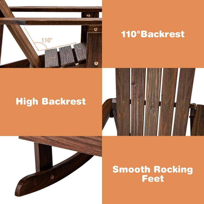 Outdoor Wooden Adirondack Rocking Chair for Children with Slatted Seat Design