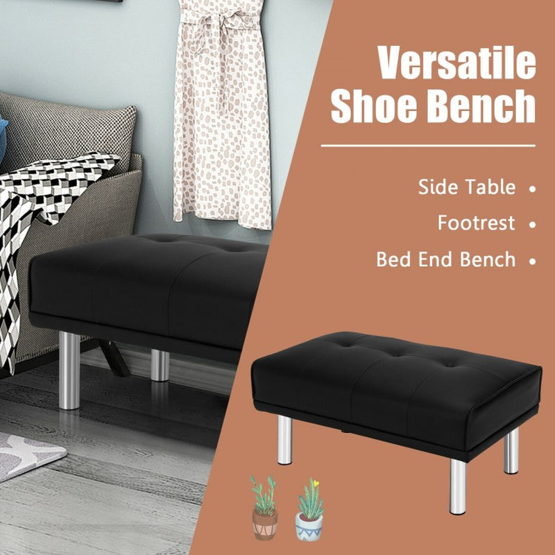 Rectangle Tufted Ottoman Featuring Stainless Steel Legs for Living Room Decor