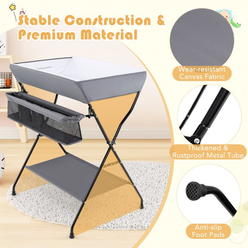 Foldable Diaper Changing Table with Baby Storage Solutions
