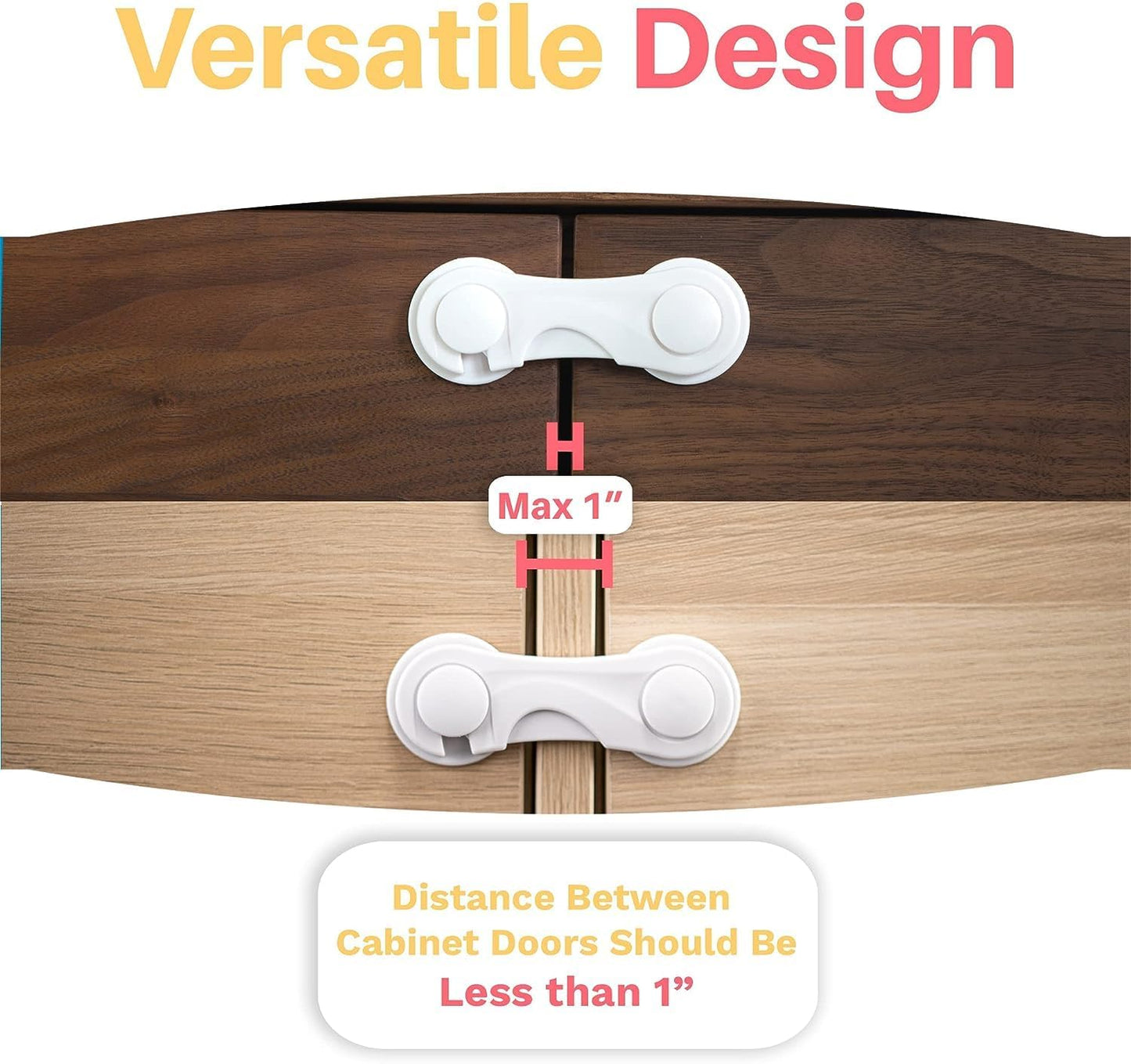 6-Pack Child Safety Cabinet Locks - No Drilling Required - 3M Adhesive - Secure Installation - Cabinets, Drawers, Pantries, Closets