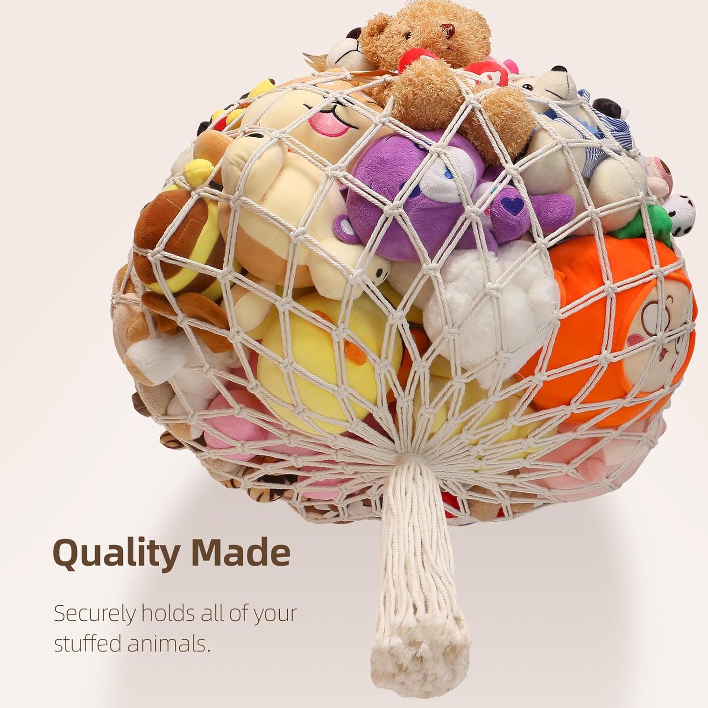 Ceiling-Mounted Stuffed Animal Storage Hammock - Plush Toy Organizer Net, Boho Decor Solution