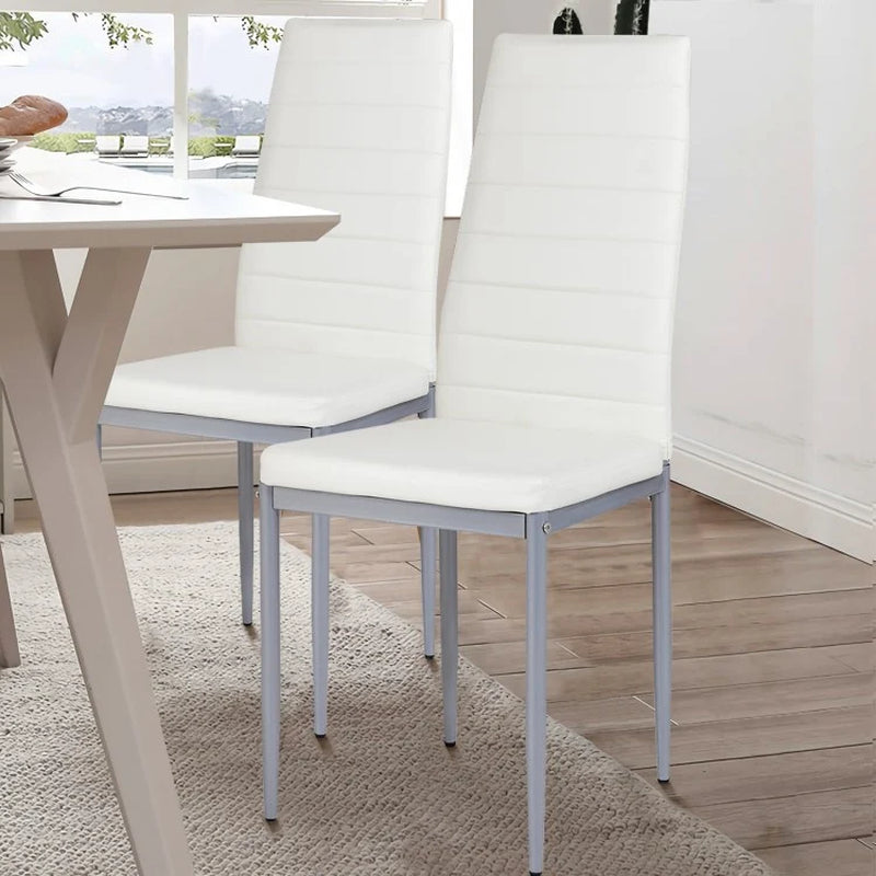 Set of 4 Elegant PVC Leather Dining Chairs with Sturdy Metal Legs