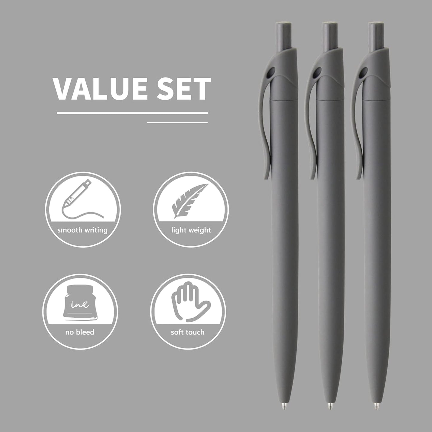 Pens Bulk, 50 Pack No Bleed Black Click Pens, Wholesale Retractable Ballpoint Pens, Pens Medium Point, Smooth Ink Pens, 1.0MM Black Ink