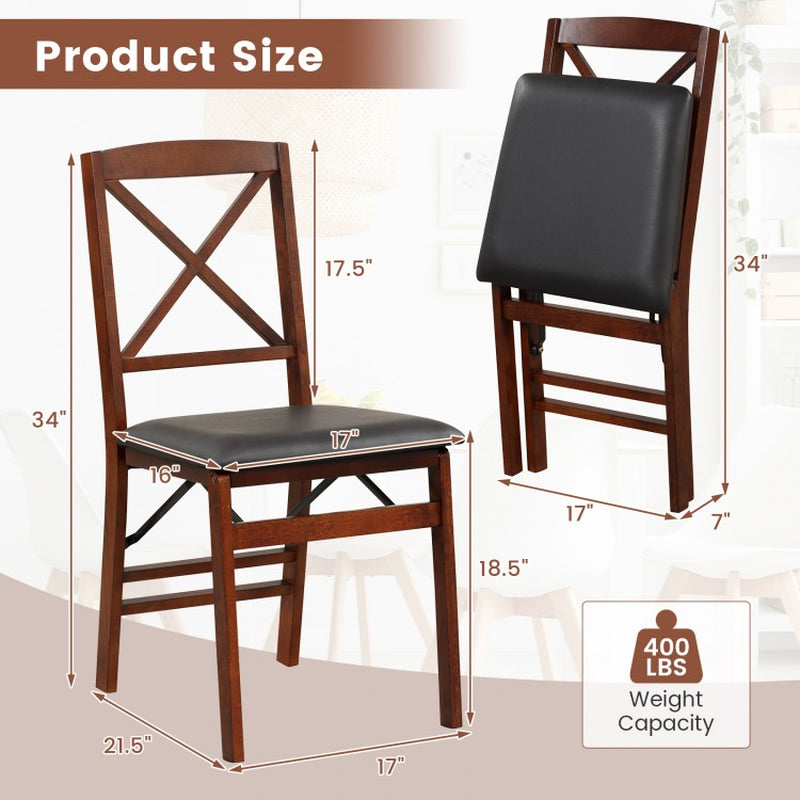 Set of Two Heavy-Duty Folding Dining Chairs with Padded Seats and 400 lbs Weight Capacity