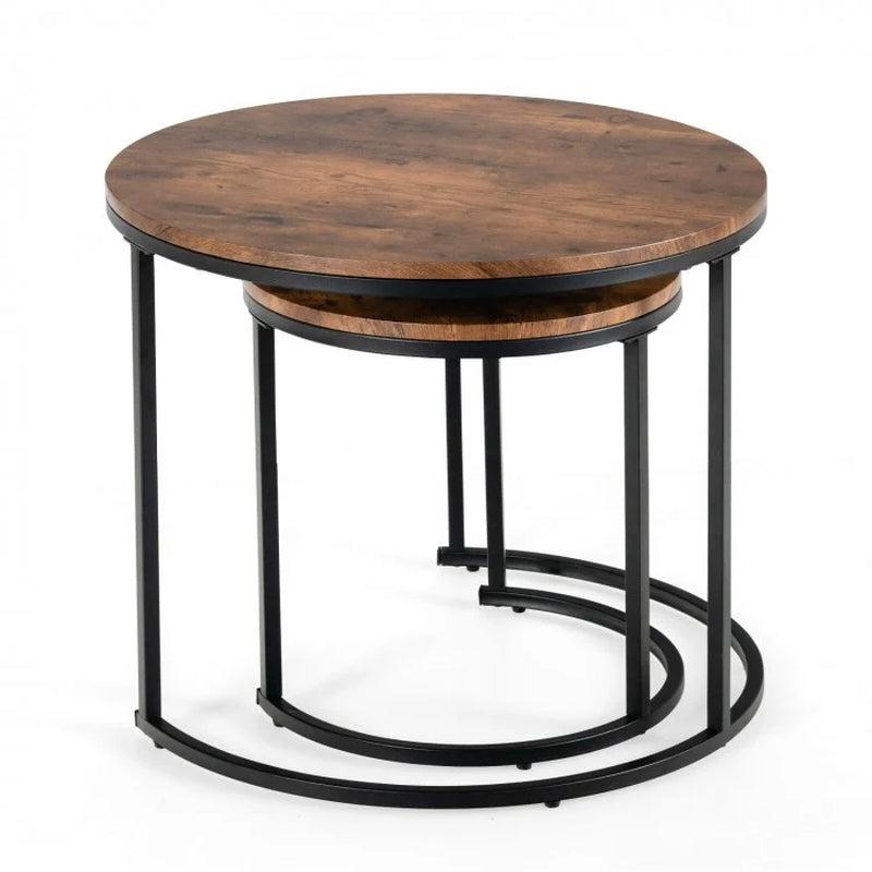 Set of 2 Contemporary Round Stacking Nesting Coffee Tables