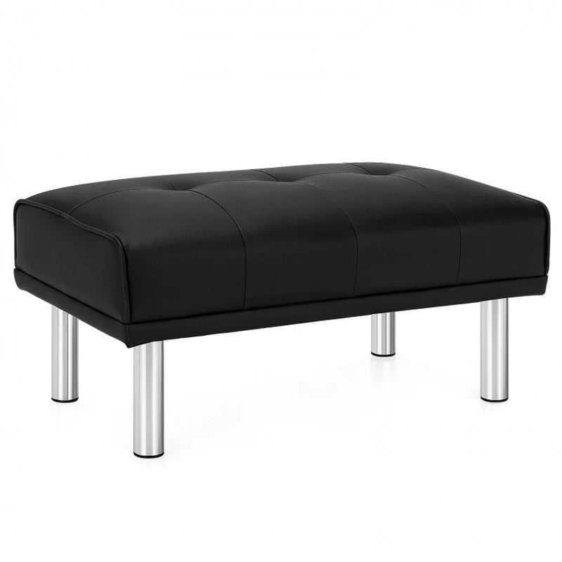 Rectangle Tufted Ottoman Featuring Stainless Steel Legs for Living Room Decor