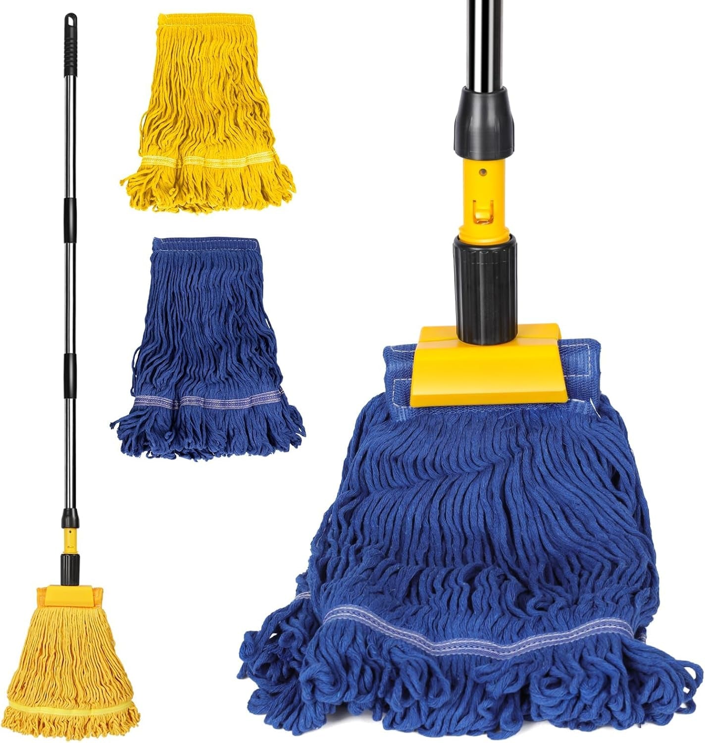 Self-Wringing Microfiber Flat Mop with 6 Washable Pads - Hands-Free Cleaning Solution for Hardwood, Laminate, and Tile Floors - Grey