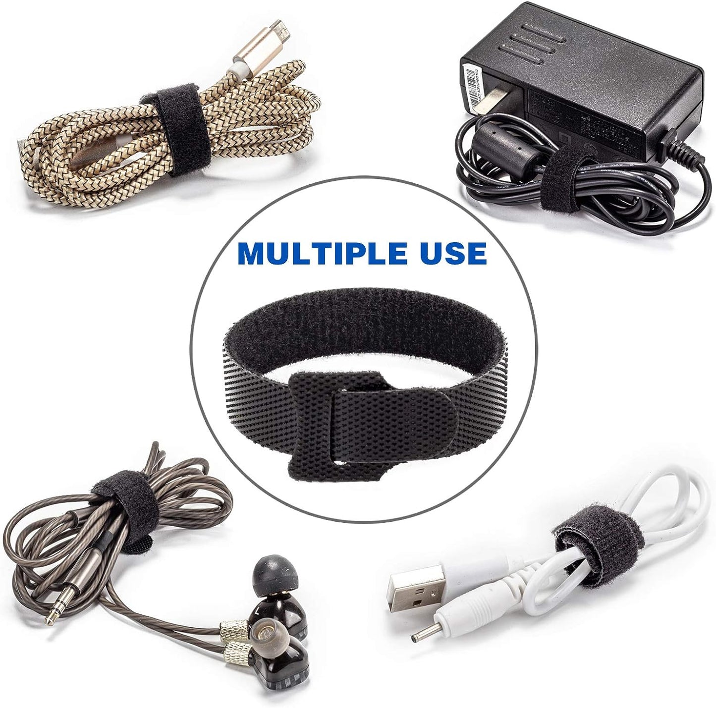 80PCS Reusable Cable Ties, Black Adjustable 6-Inch Cord Organizer Ties, Multi-Purpose Hook Loop Cable Management Wire Ties for Organizing Home, Office, Data Centers