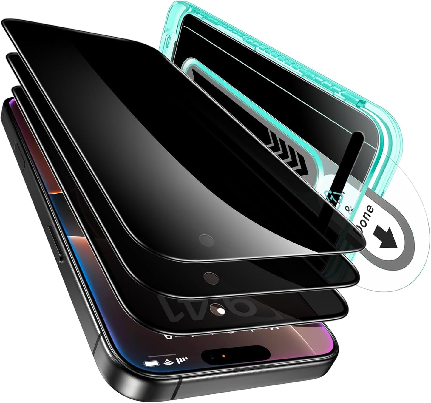 3+1 Pack Ultra-Tough Tempered Glass Screen Protector Set for iPhone - Black Edge and Flawless Fit Tray, 1 Individual Camera Lens Protector