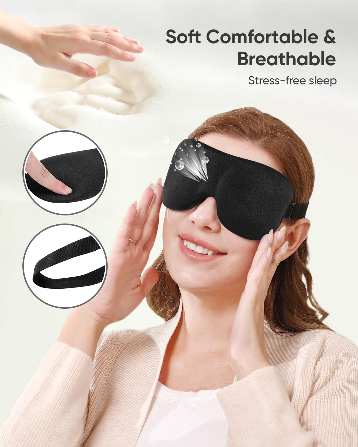 3D Blackout Sleep Masks for Side Sleepers, Pack of 3 - Ideal for Men and Women