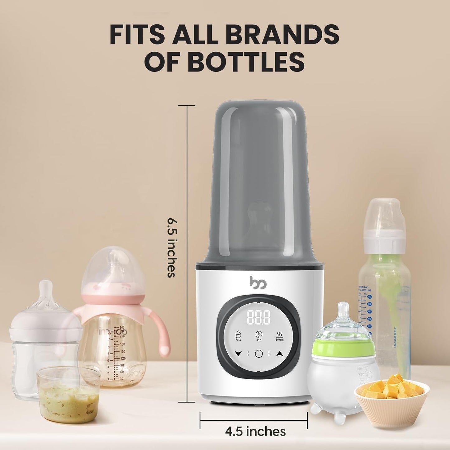 8-in-1 Fast Bottle Warmer for All Bottle Types, Featuring Accurate Temperature Control, 24-Hour Keep Warm Function