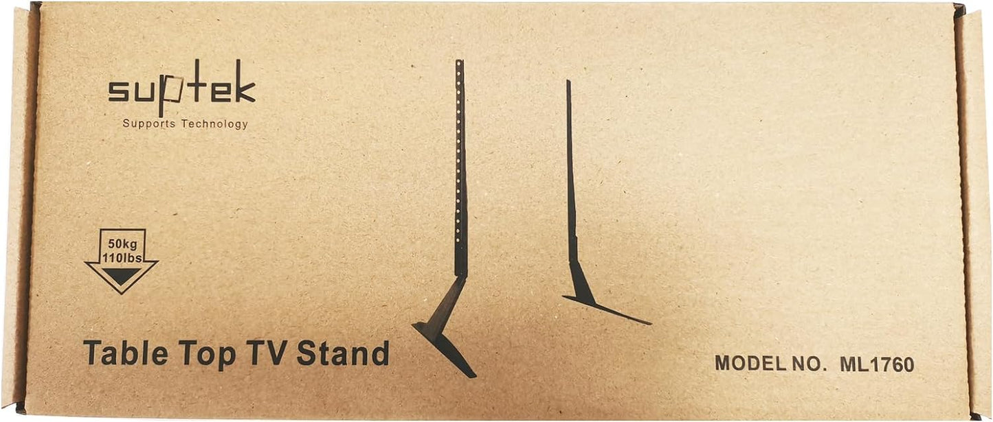 Universal TV Stand with Adjustable Metal Legs for 22-65 Inch Flat and Curved Screens, VESA 75x75mm to 800x400mm