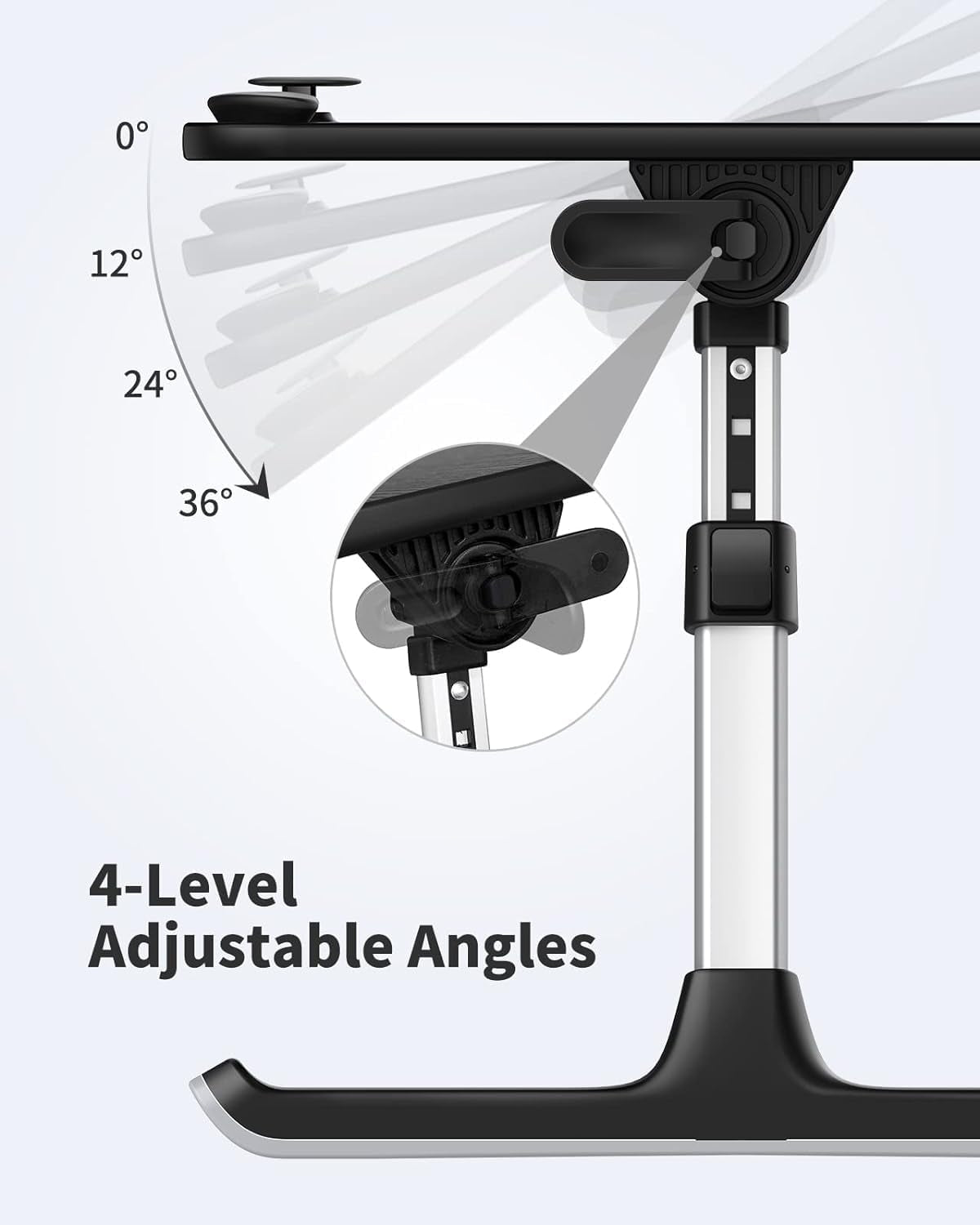 Adjustable Laptop Desk for Bed - Portable and Lightweight Lap Tray Table for Adults and Kids (Black)