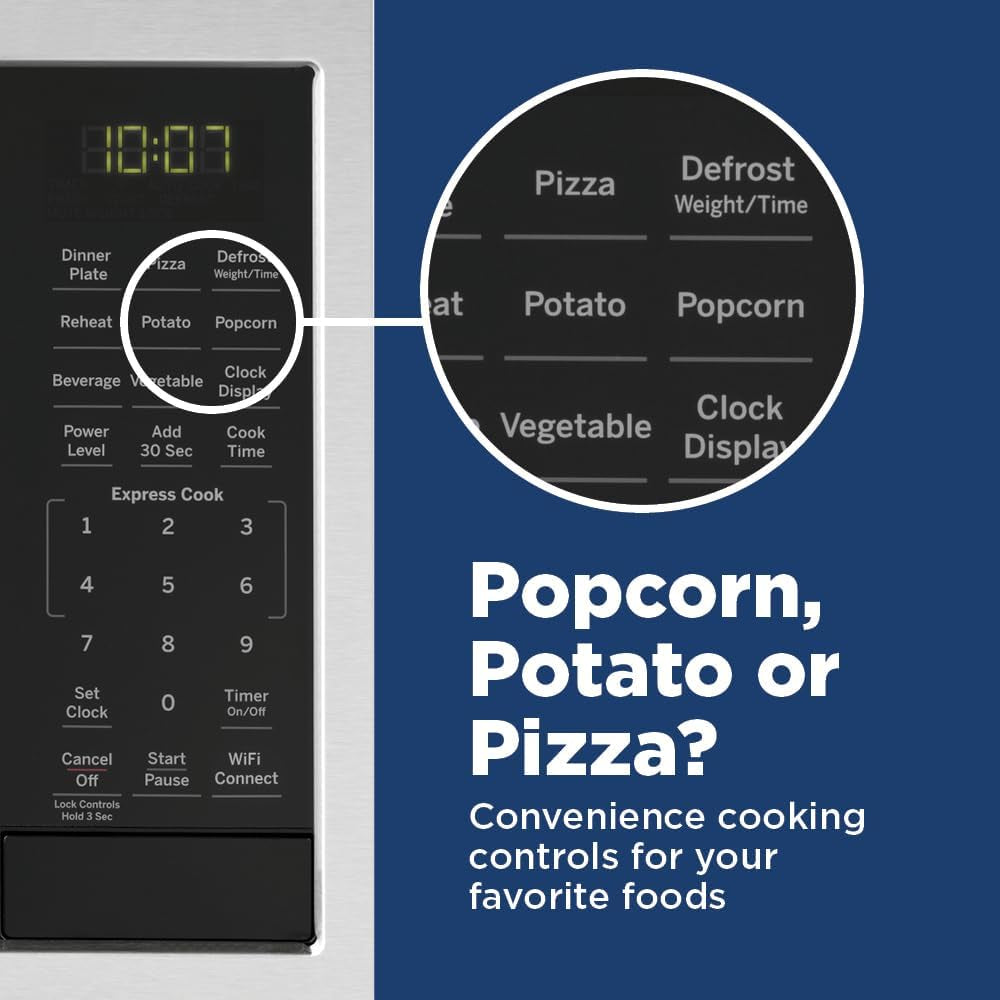 Smart Countertop Microwave Oven with Sensor Technology and Easy-Clean Interior, 0.9 Cu.Ft/900W, Stainless Steel Finish
