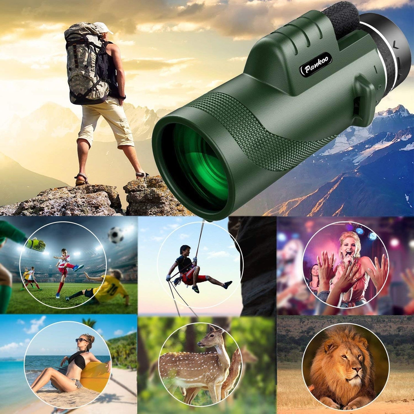 40x60 High-Power Monocular Telescope for Adults with Phone Adapter, Tripod, and Hand Strap - Low Light Vision Monocular with BAK4 Prism