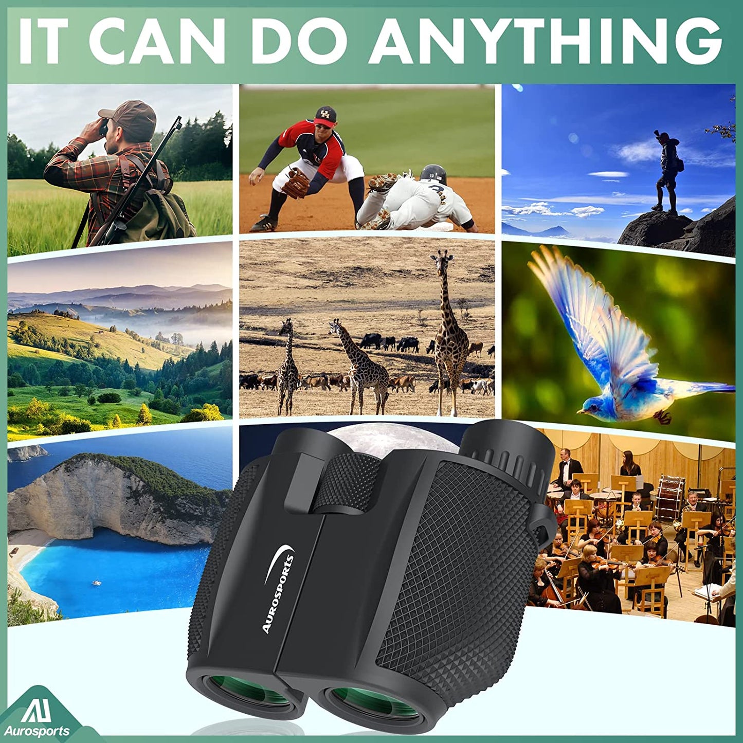 10x25 Compact Binoculars for Adults and Children - High-Definition Viewing with Low Light Vision
