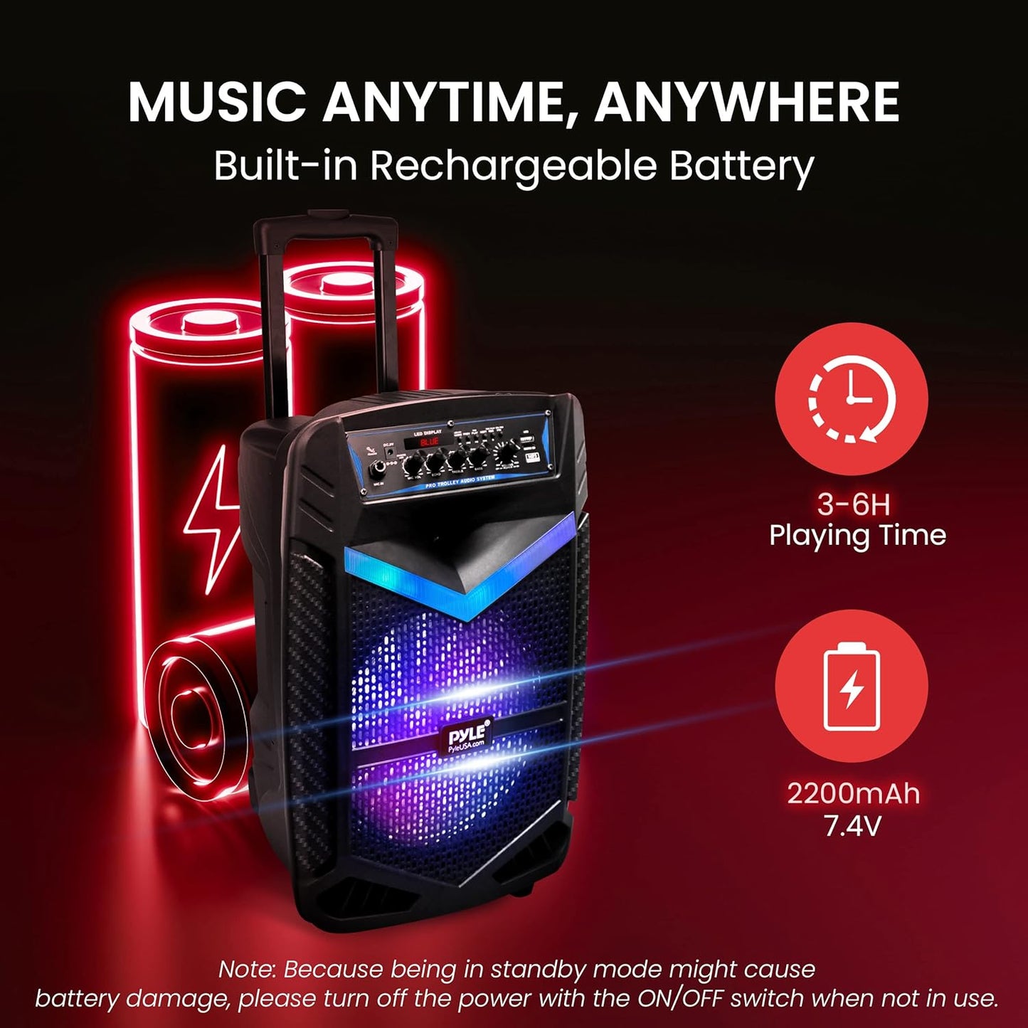 Portable Bluetooth PA Speaker System - 600W Rechargeable Outdoor Speaker -10” Subwoofer, 1” Tweeter, Recording , Microphone , Party Lights, USB/SD Radio