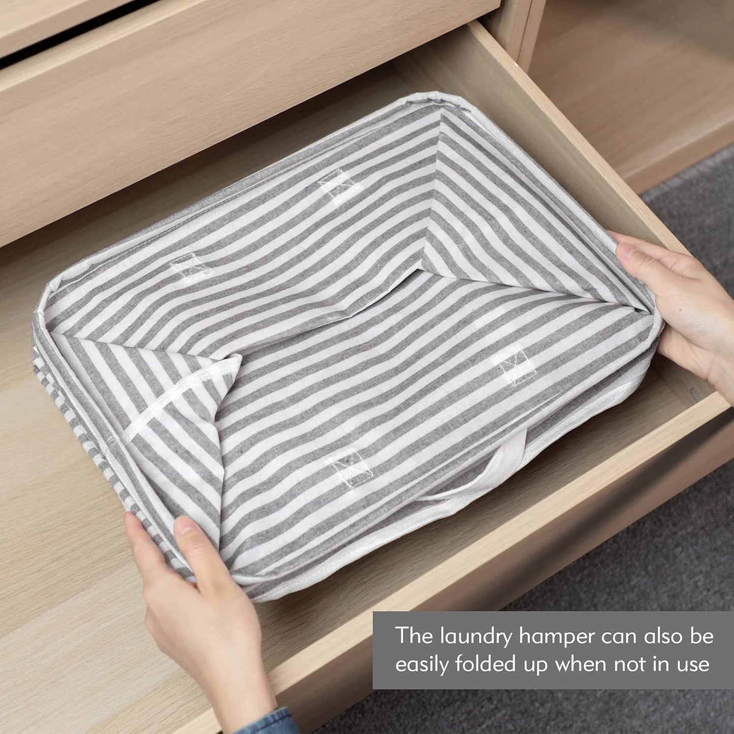 80L Freestanding Laundry Hamper with Handle, Collapsible Large Cotton Storage Basket for Clothes (Grey)