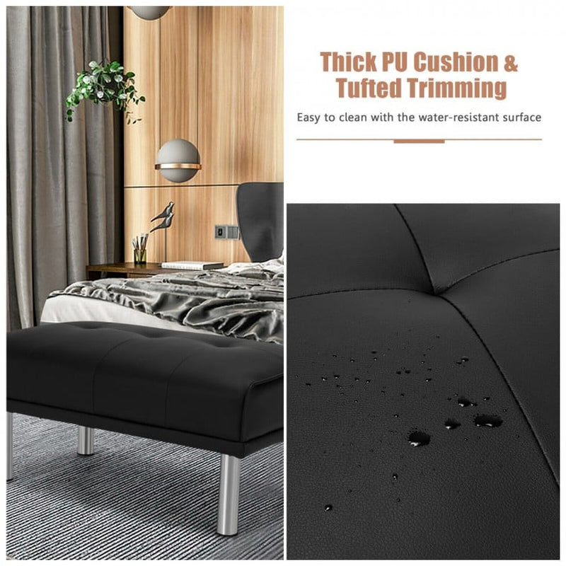 Rectangle Tufted Ottoman Featuring Stainless Steel Legs for Living Room Decor
