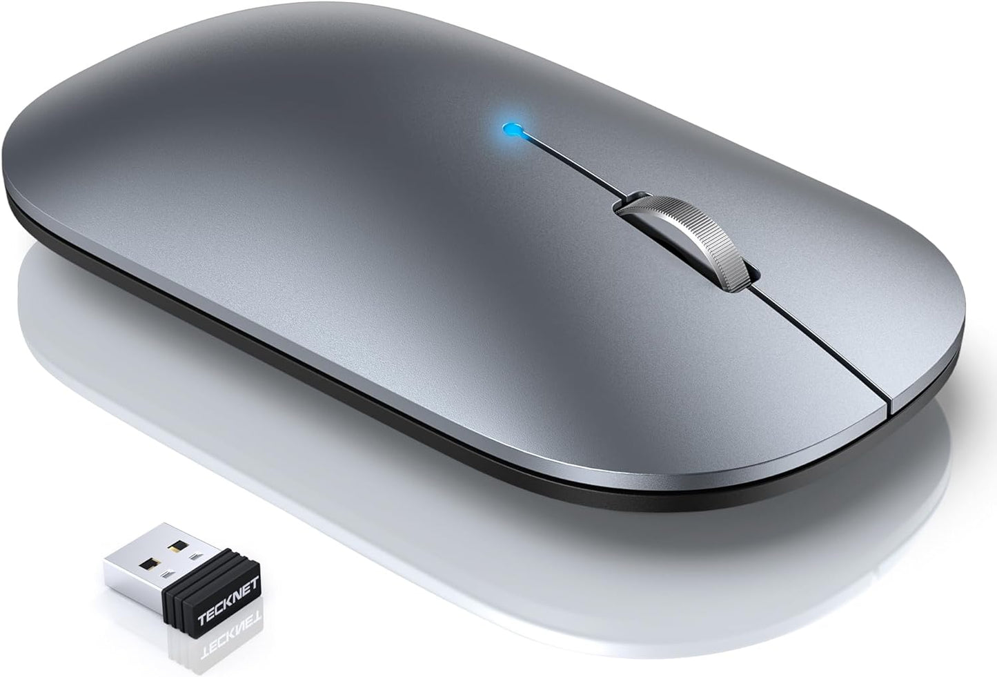 Wireless Bluetooth Mouse with 2.4GHz Connectivity, 4000 DPI Rechargeable Silent Design