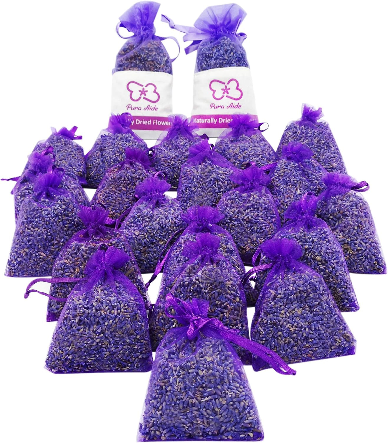 Pre-Filled Lavender Sachets - Refreshing Home Fragrance in Drawers, Closets, Dressers, Shoe Boxes (Pack of 22)