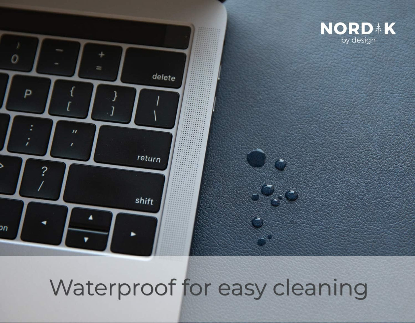 Nordik Leather Desk Mat Cable Organizer - Midnight Blue 89 X 43 Cm - Premium Extended Mouse Mat for Home Office Accessories - Felt Vegan Large Leather Desk Pad Protector & Desk Blotter Pads Decor