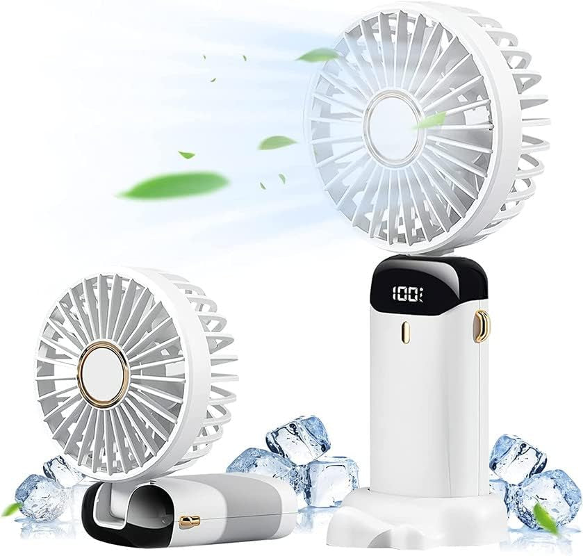 Rechargeable Portable Handheld Fan with 5000mAh Battery, 5 Speed Settings, LED Display - Ideal for Office, Bedroom