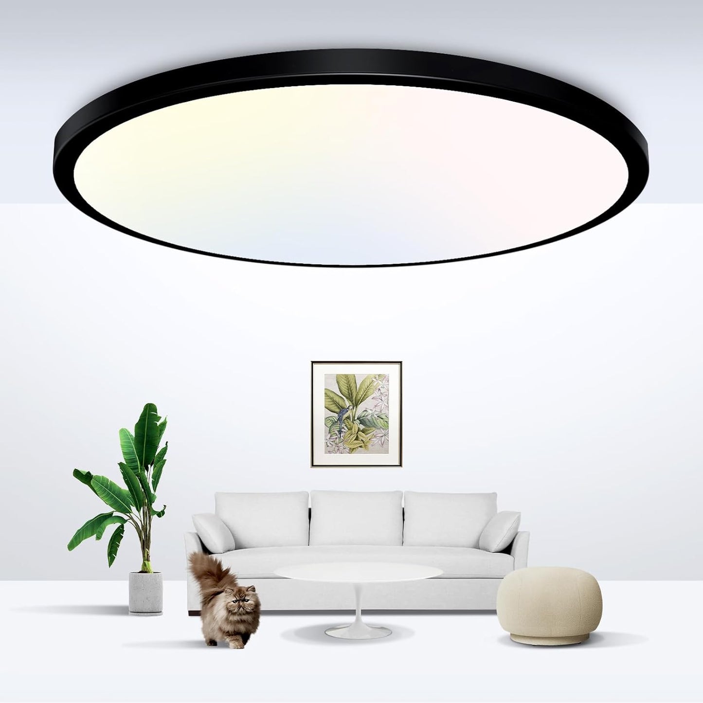 12-Inch LED Flush Mount Ceiling Light Fixture, 28W 3200Lm Adjustable Color Temperature (3000K/4500K/6000K) for Bedroom, Kitchen, and Dining Room (White)